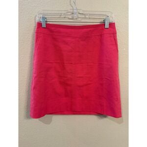 Talbots Mini Skirt Womens 4P Pink Excellent Cotton Blend Lined Back Zip Pockets